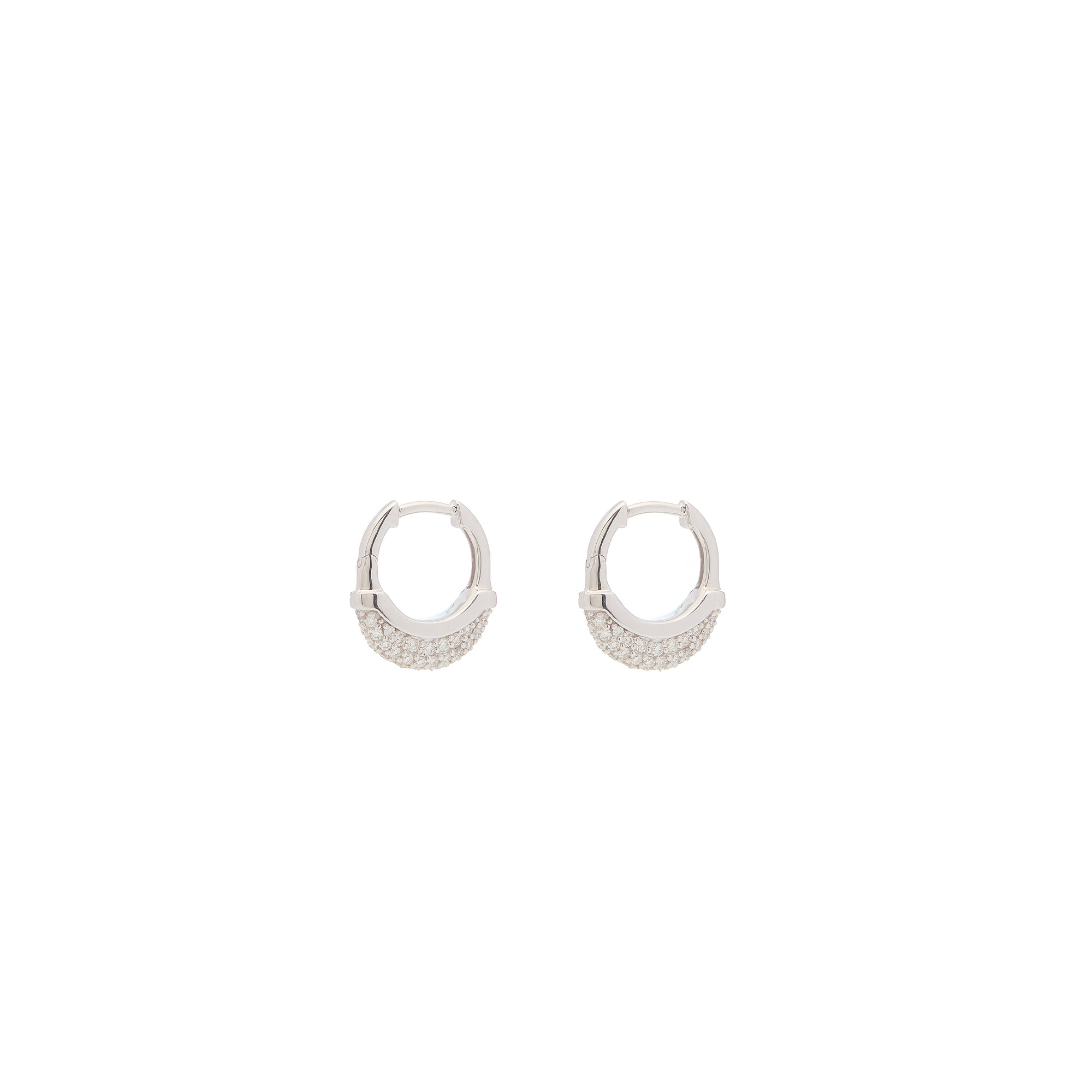 Luna X-Small Hoops - Silver with White Diamond Pave