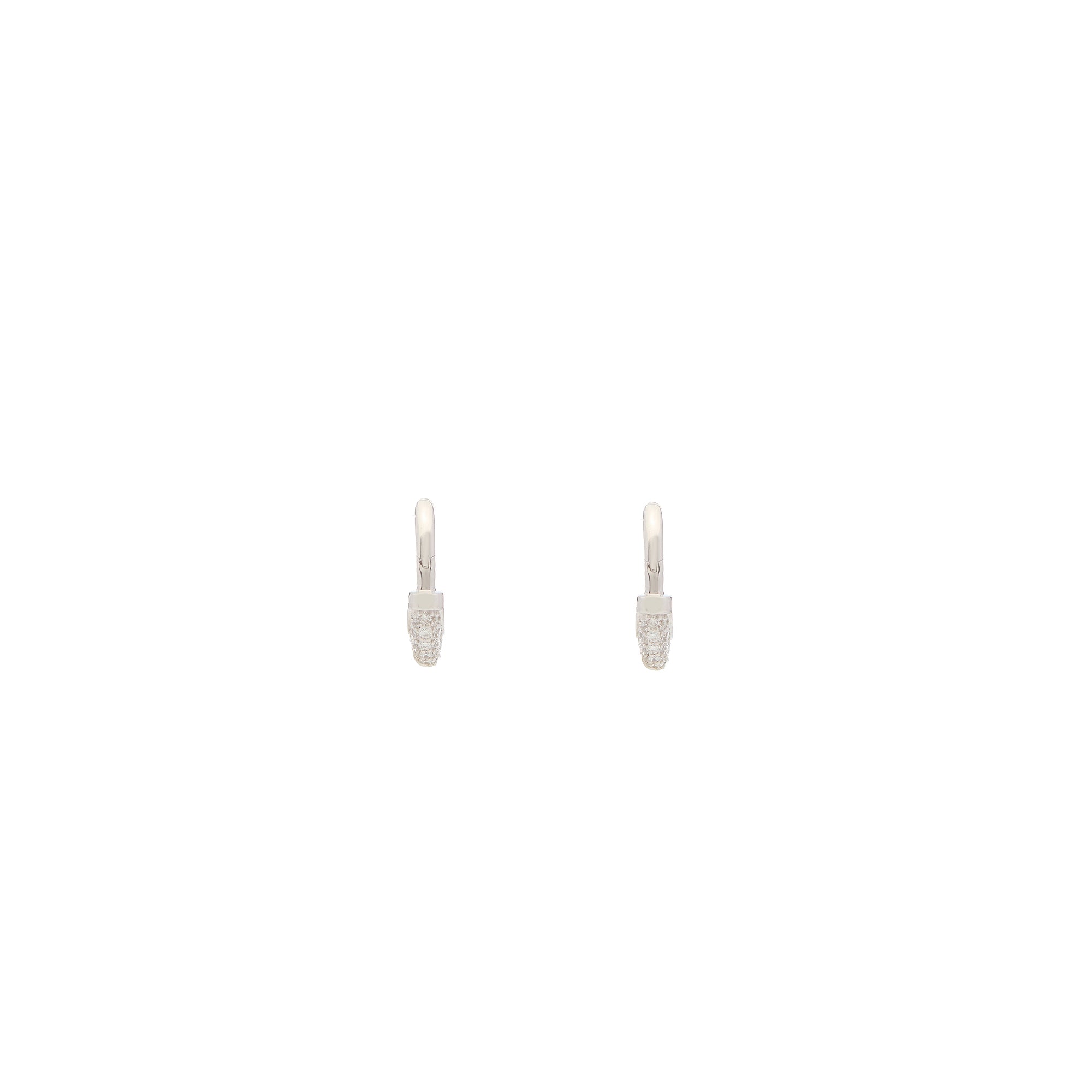 Luna X-Small Hoops - Silver with White Diamond Pave