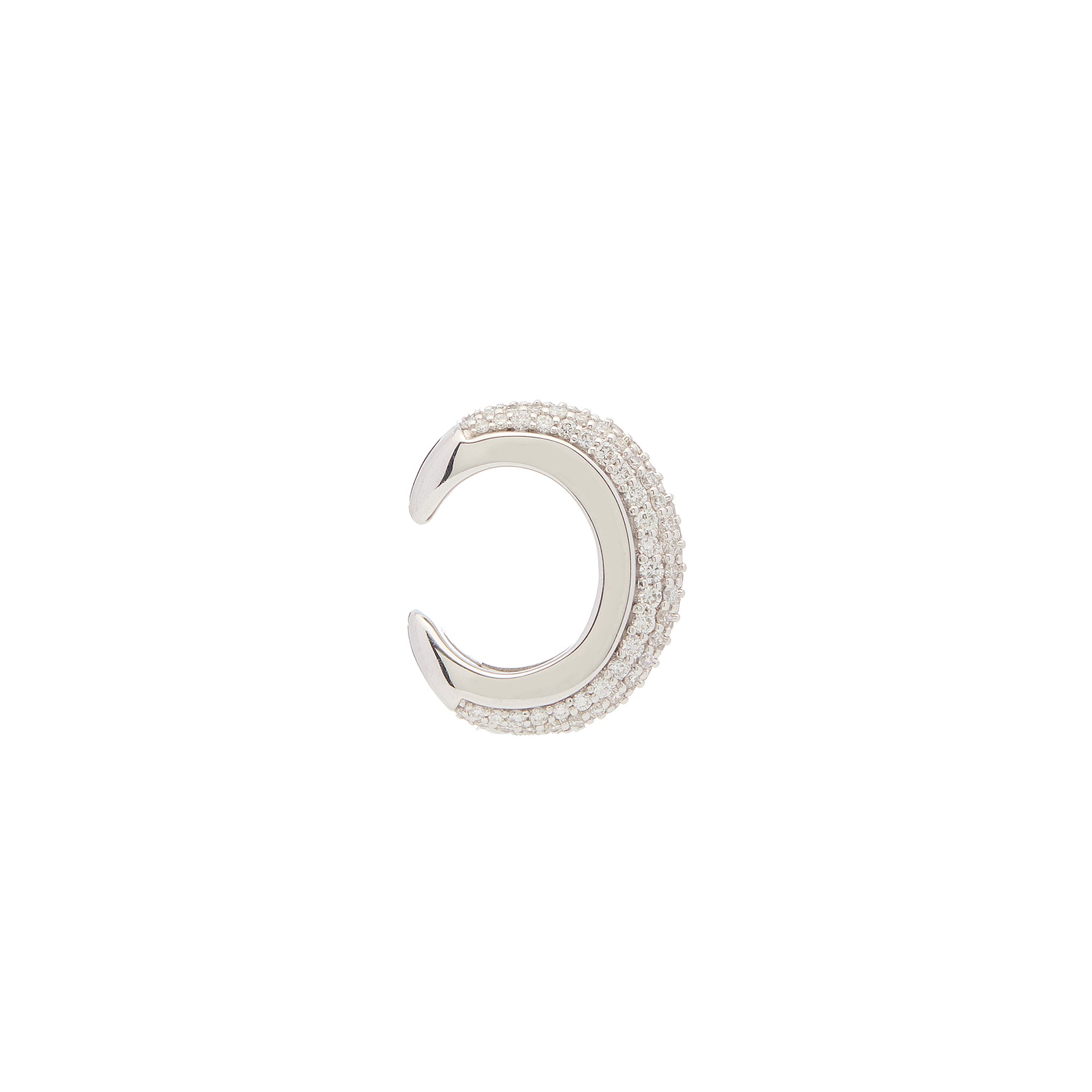 Luna Earcuff - Silver with White  Diamond Pave