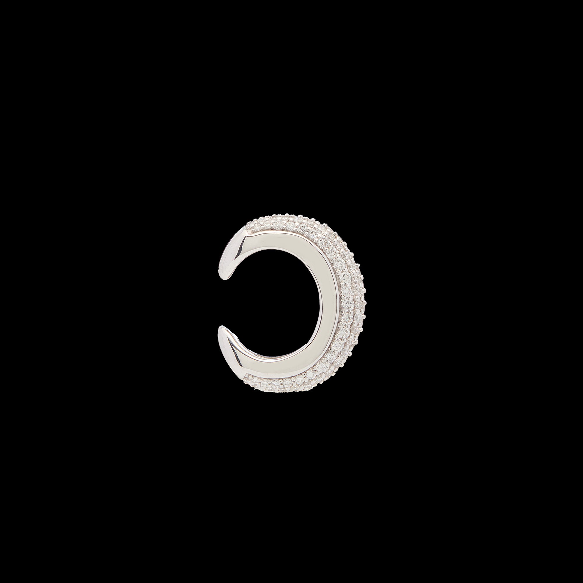 Luna Earcuff - Silver with White  Diamond Pave
