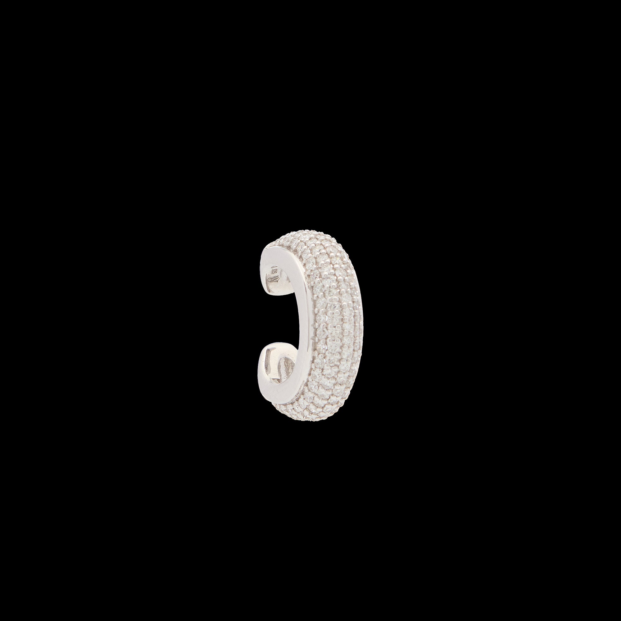 Luna Earcuff - Silver with White  Diamond Pave