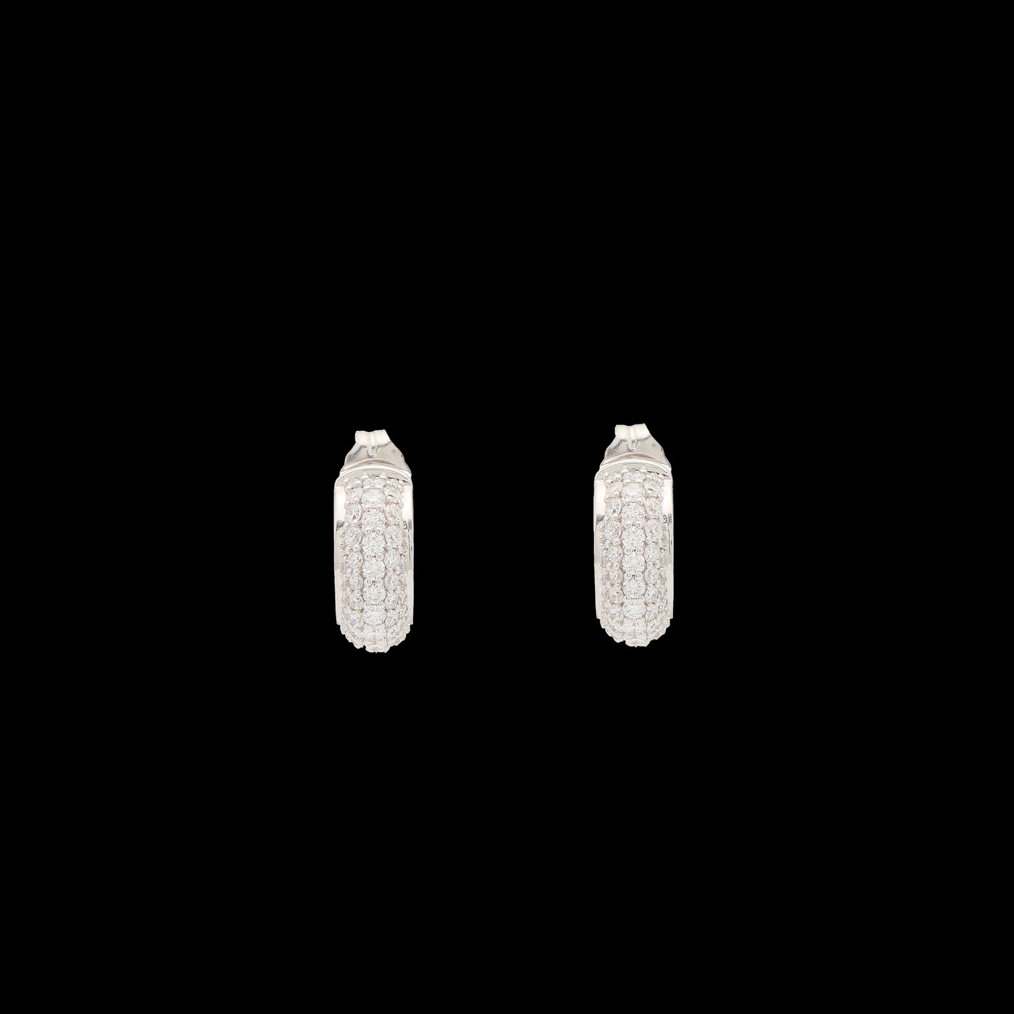 Luna Huggies - Silver with White Diamond Pave