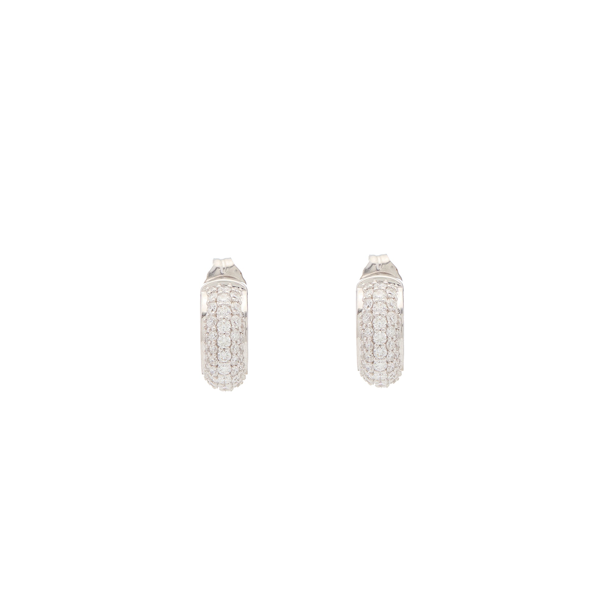 Luna Huggies - Silver with White Diamond Pave