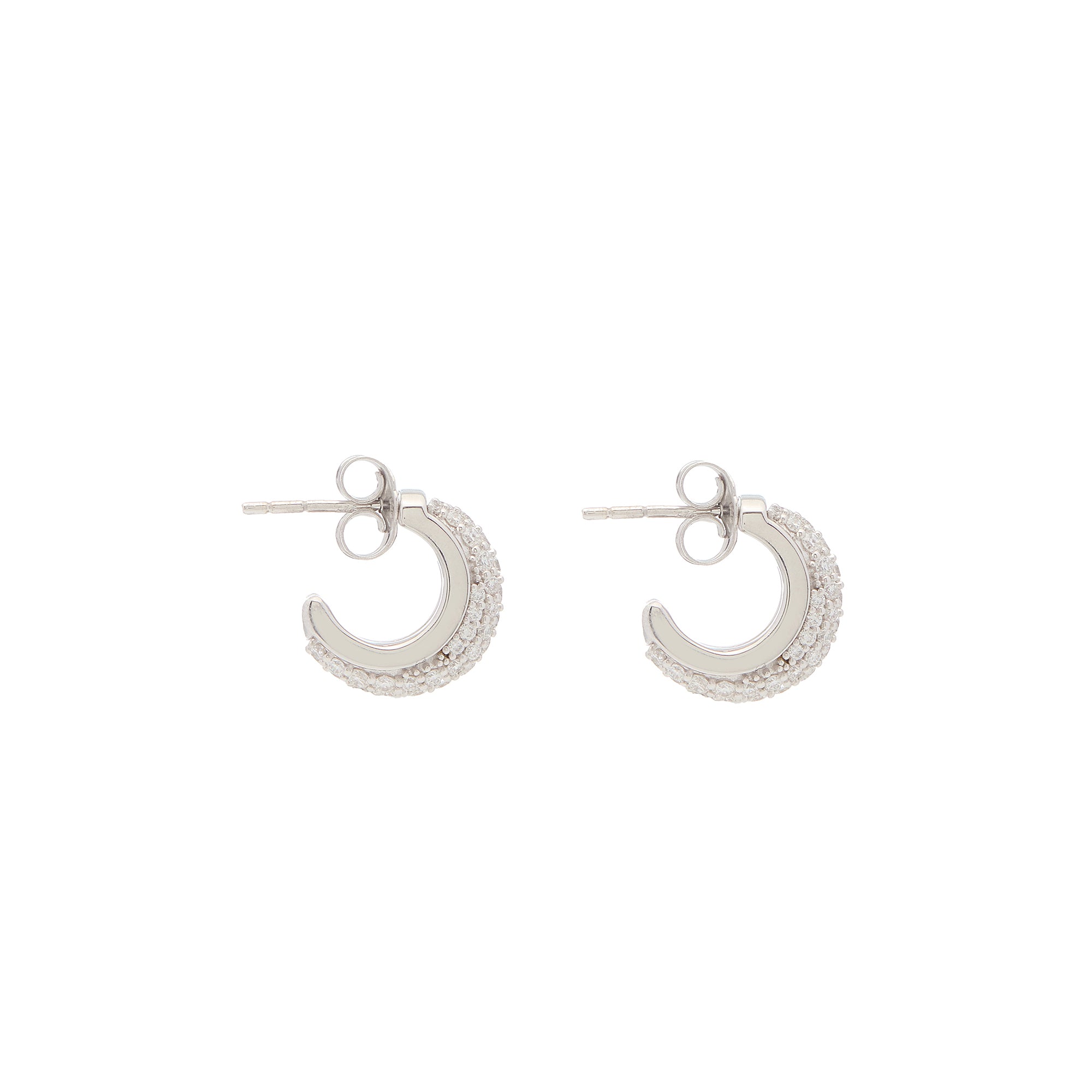 Luna Huggies - Silver with White Diamond Pave