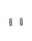 Luna Huggies - Silver with Brown Diamond Pave