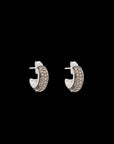 Luna Huggies - Silver with Brown Diamond Pave
