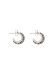 Luna Huggies - Silver with Brown Diamond Pave