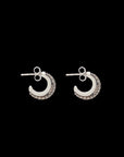 Luna Huggies - Silver with Brown Diamond Pave
