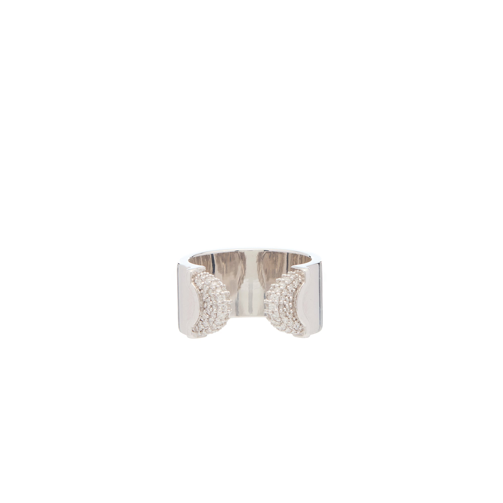 Doppia Luna Ring - Silver White Diamond Pave