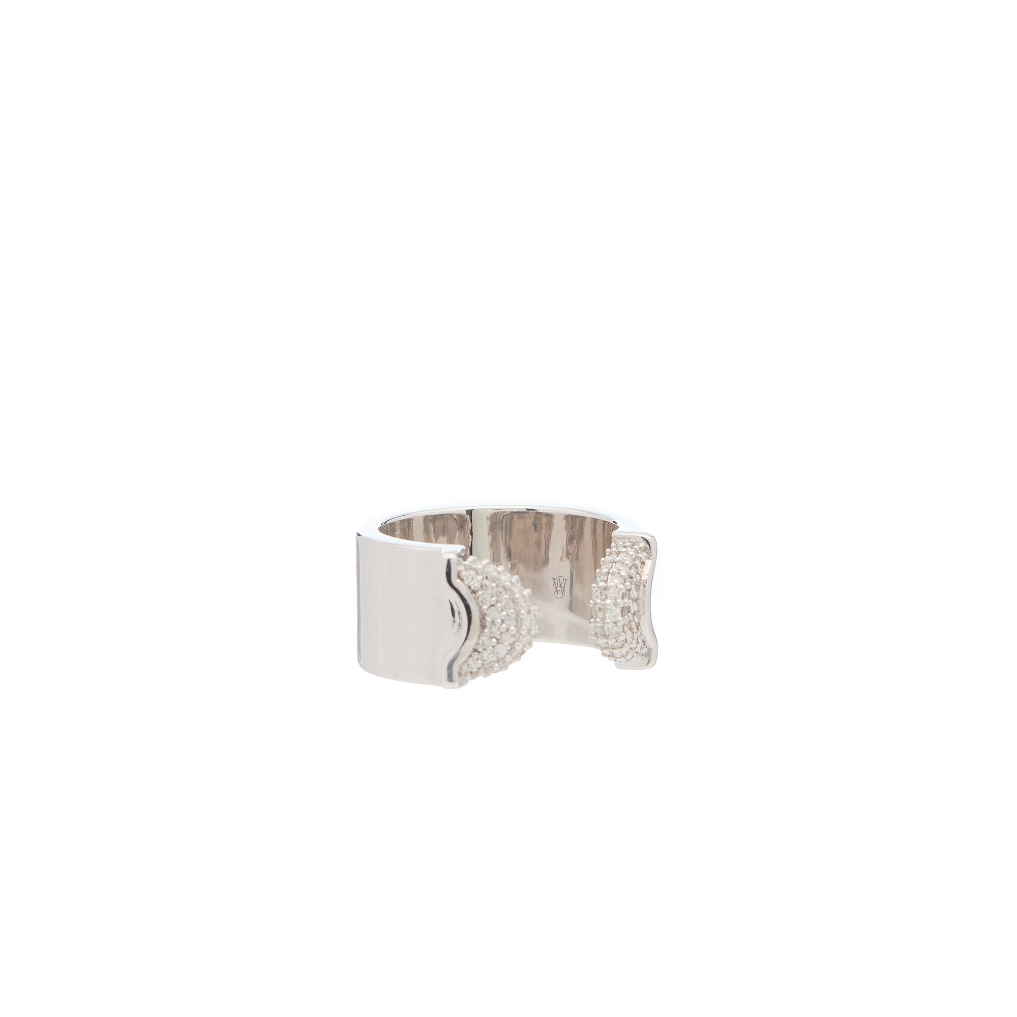 Doppia Luna Ring - Silver White Diamond Pave