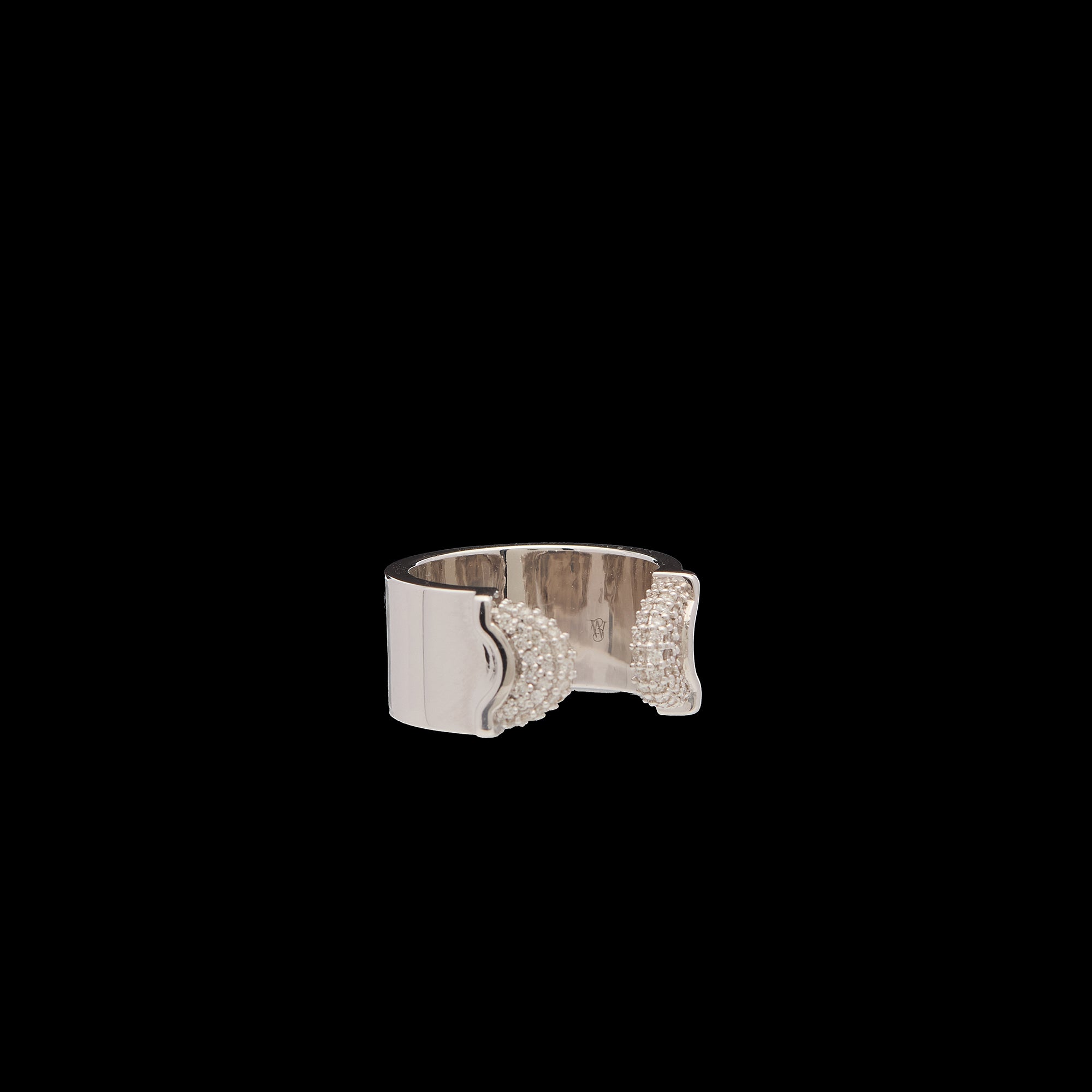 Doppia Luna Ring - Silver White Diamond Pave