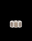 Ray of Light - Silver Quatrum Wide Band - Brown Diamond Pave