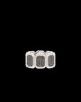 Ray of Light - Silver Quatrum Wide Band - Black  Diamond Pave