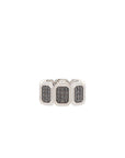 Ray of Light - Silver Quatrum Wide Band - Black  Diamond Pave