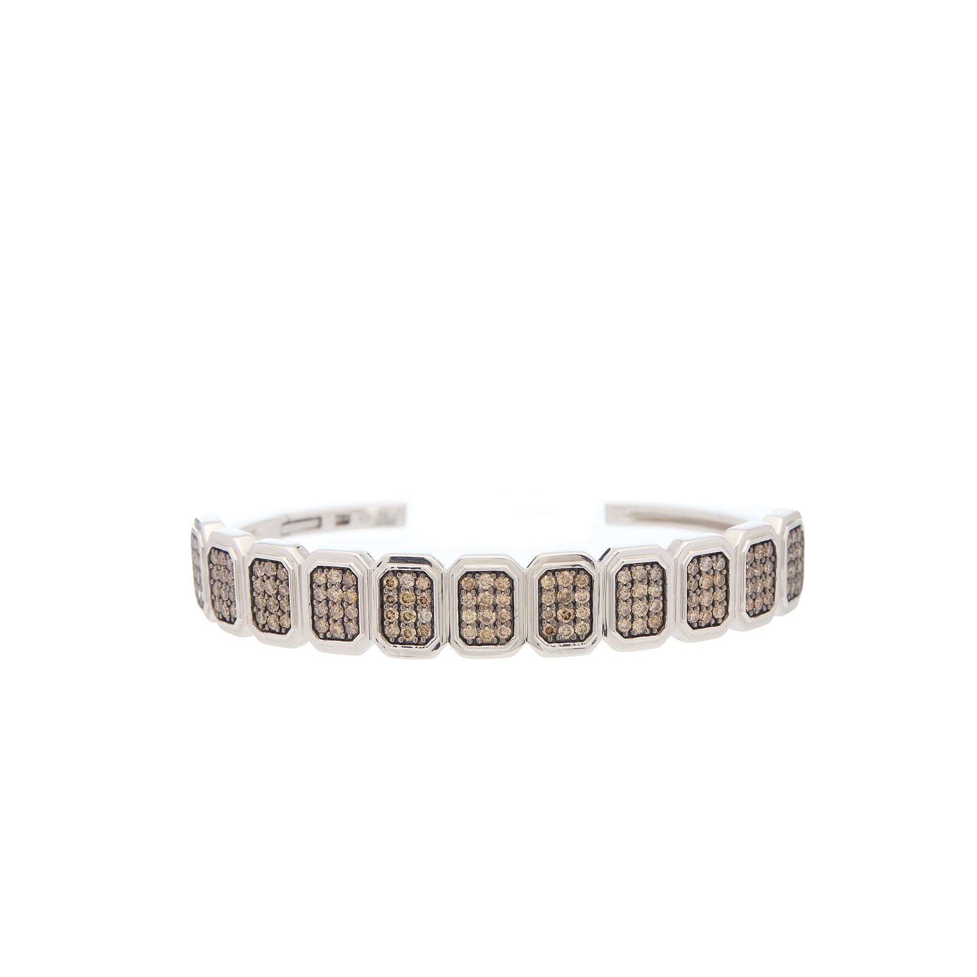 Ray of Light -  Quatrum Cuff  Silver - Brown Pave Diamonds