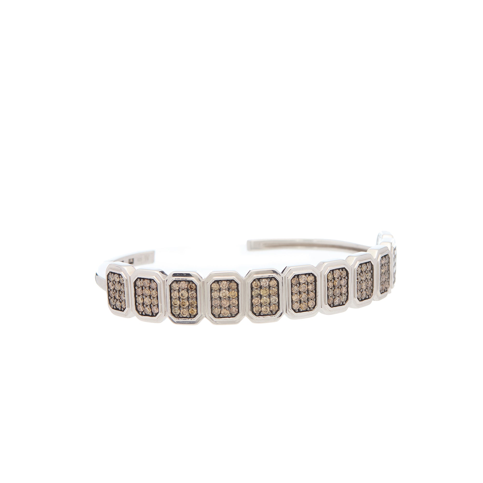 Ray of Light -  Quatrum Cuff  Silver - Brown Pave Diamonds