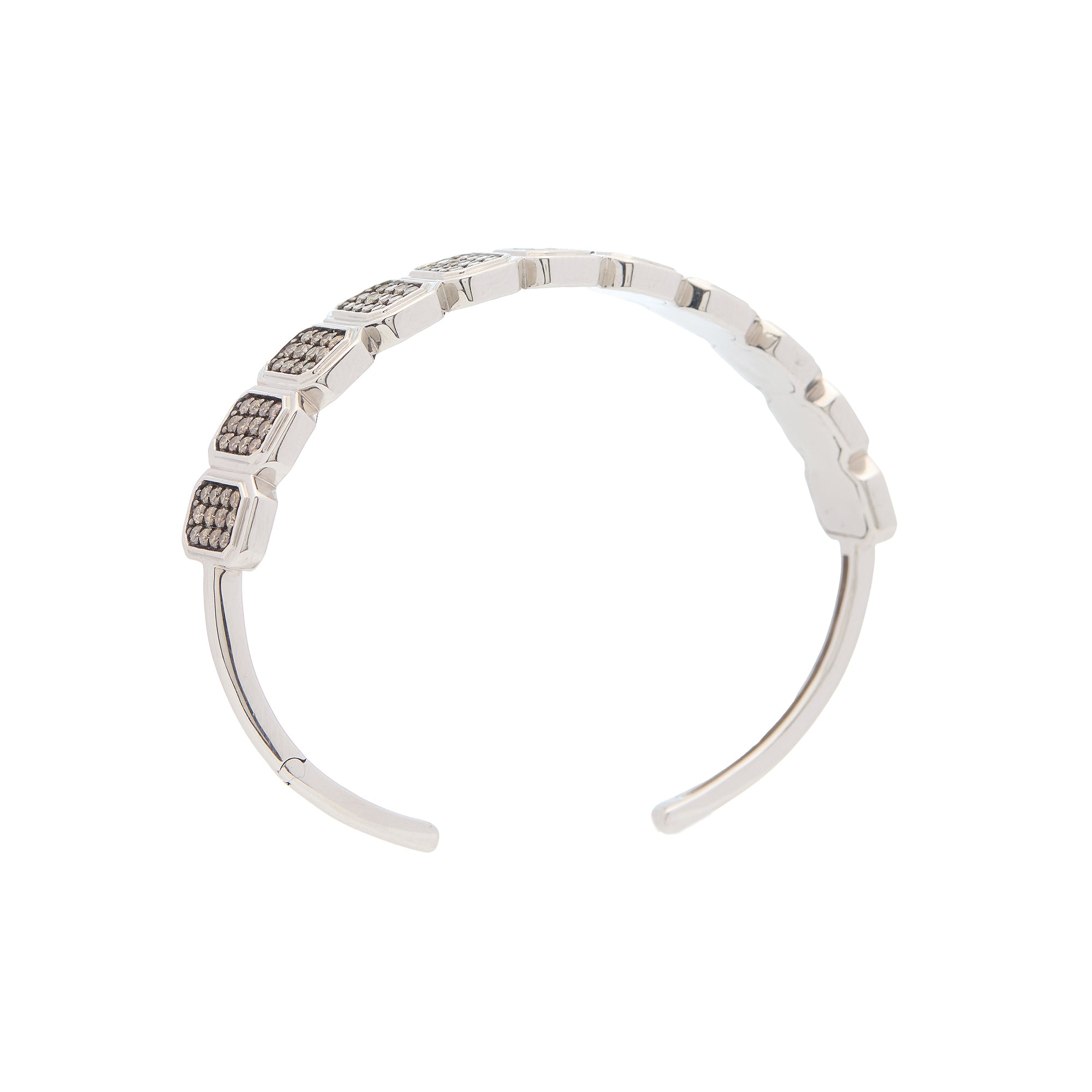 Ray of Light -  Quatrum Cuff  Silver - Brown Pave Diamonds