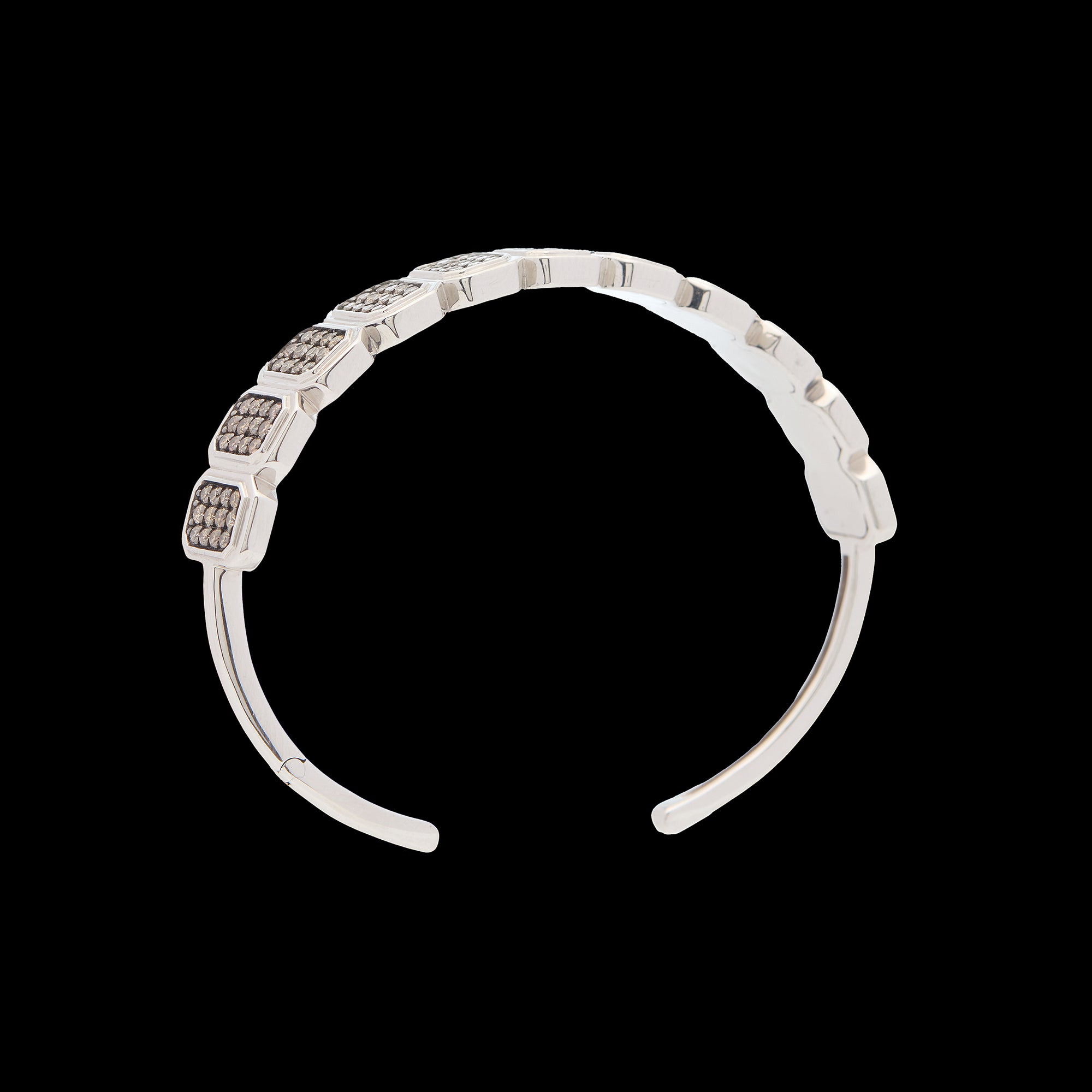 Ray of Light -  Quatrum Cuff  Silver - Brown Pave Diamonds