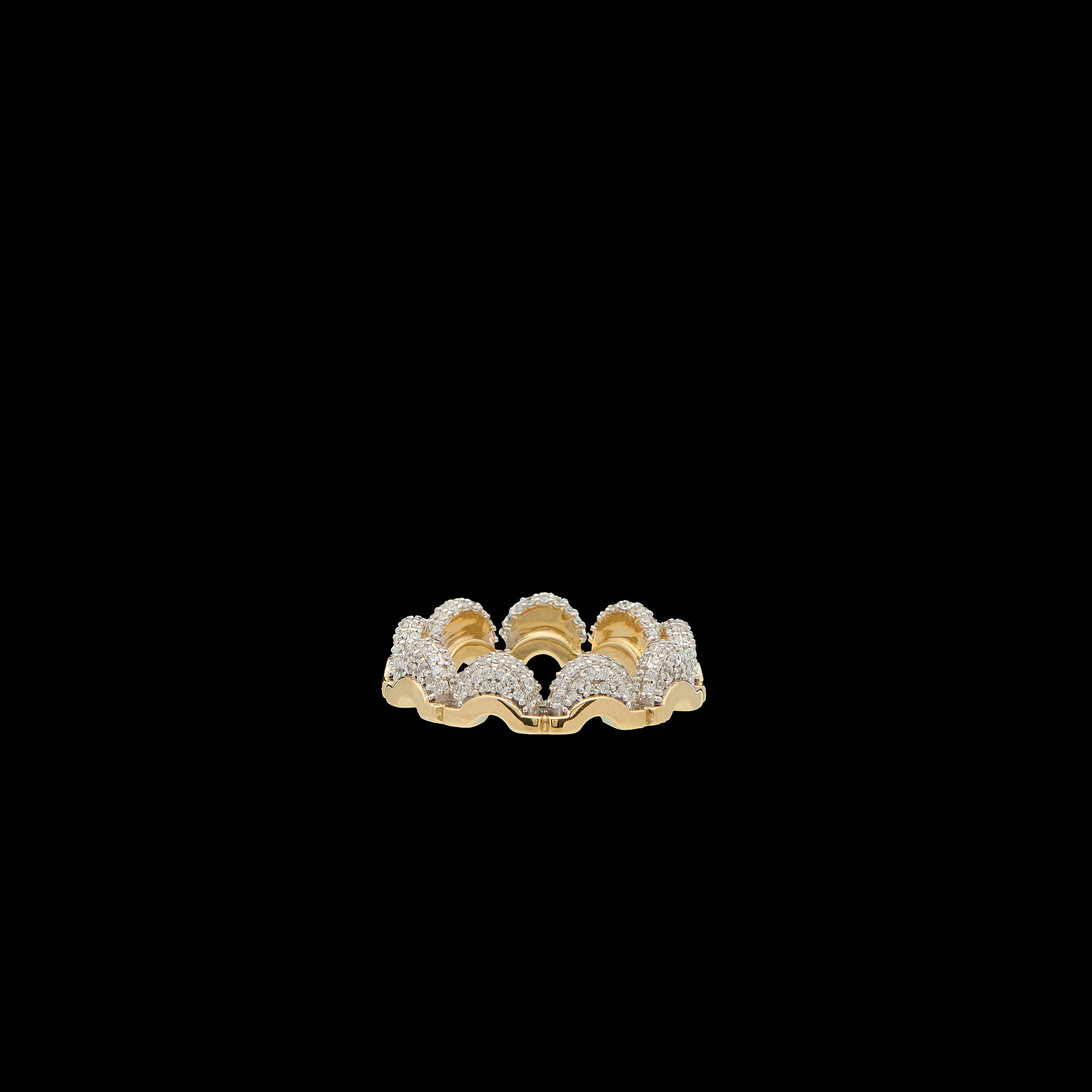 Doppia Mini Luna Band - Gold Diamond Pave