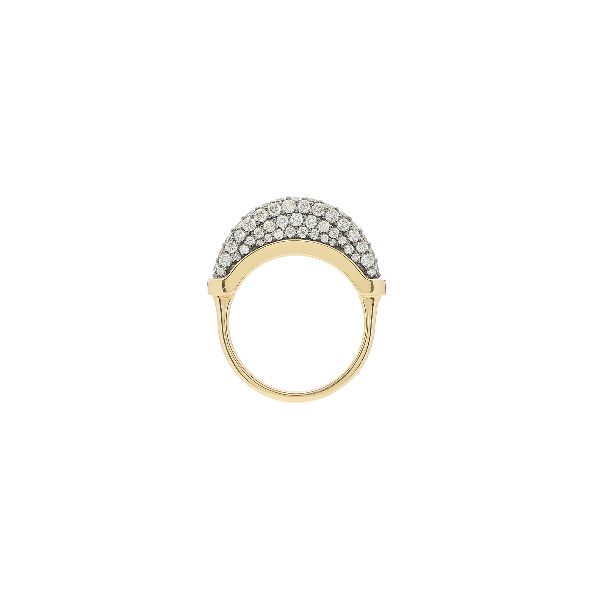 Luna Micro Ring - Gold with White Diamond  Pave Rhodium Base