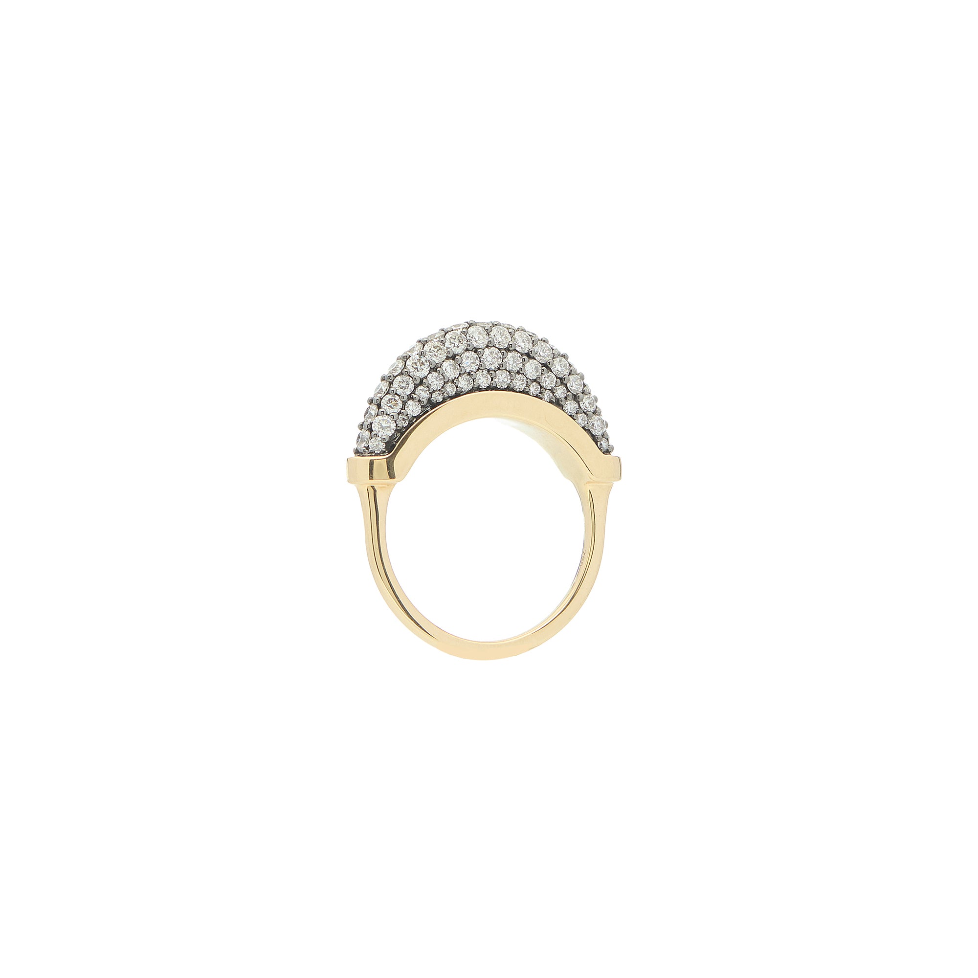 Luna Micro Ring - Gold with White Diamond  Pave Rhodium Base