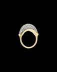 Luna Micro Ring - Gold with White Diamond  Pave Rhodium Base