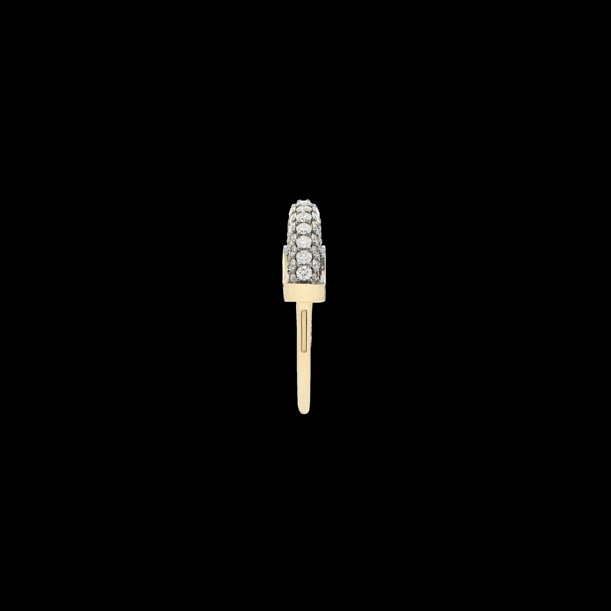 Luna Micro Ring - Gold with White Diamond  Pave Rhodium Base