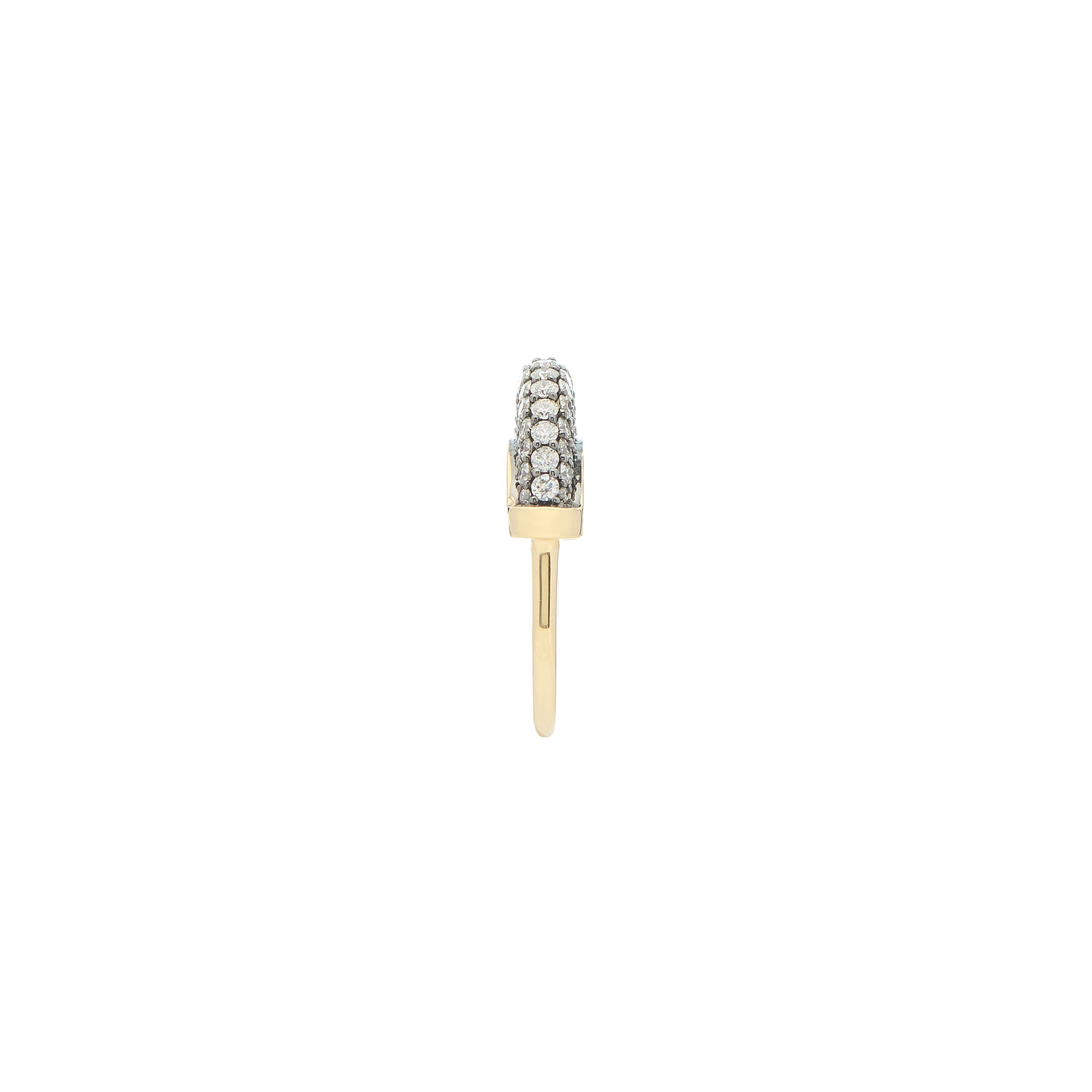 Luna Micro Ring - Gold with White Diamond  Pave Rhodium Base