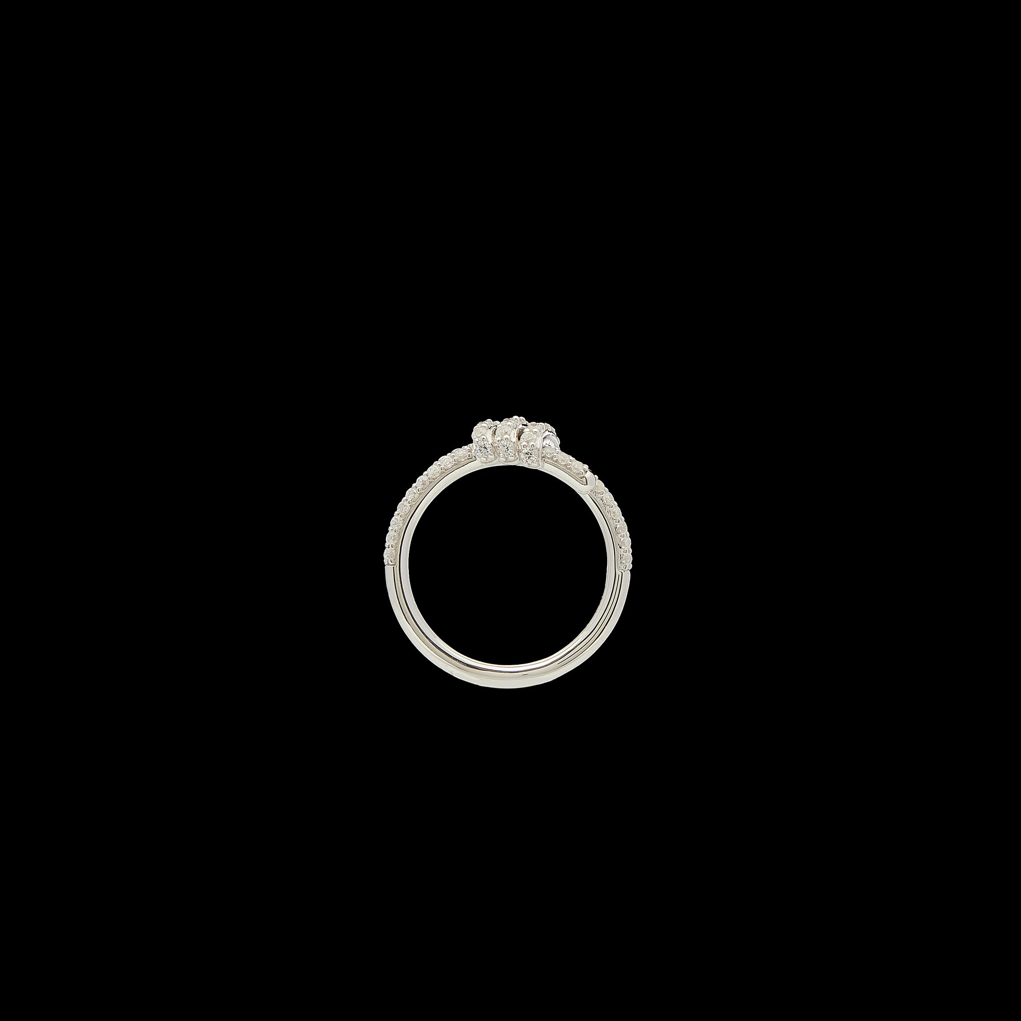 Eclipse Mini Ring - White Gold All White Pave