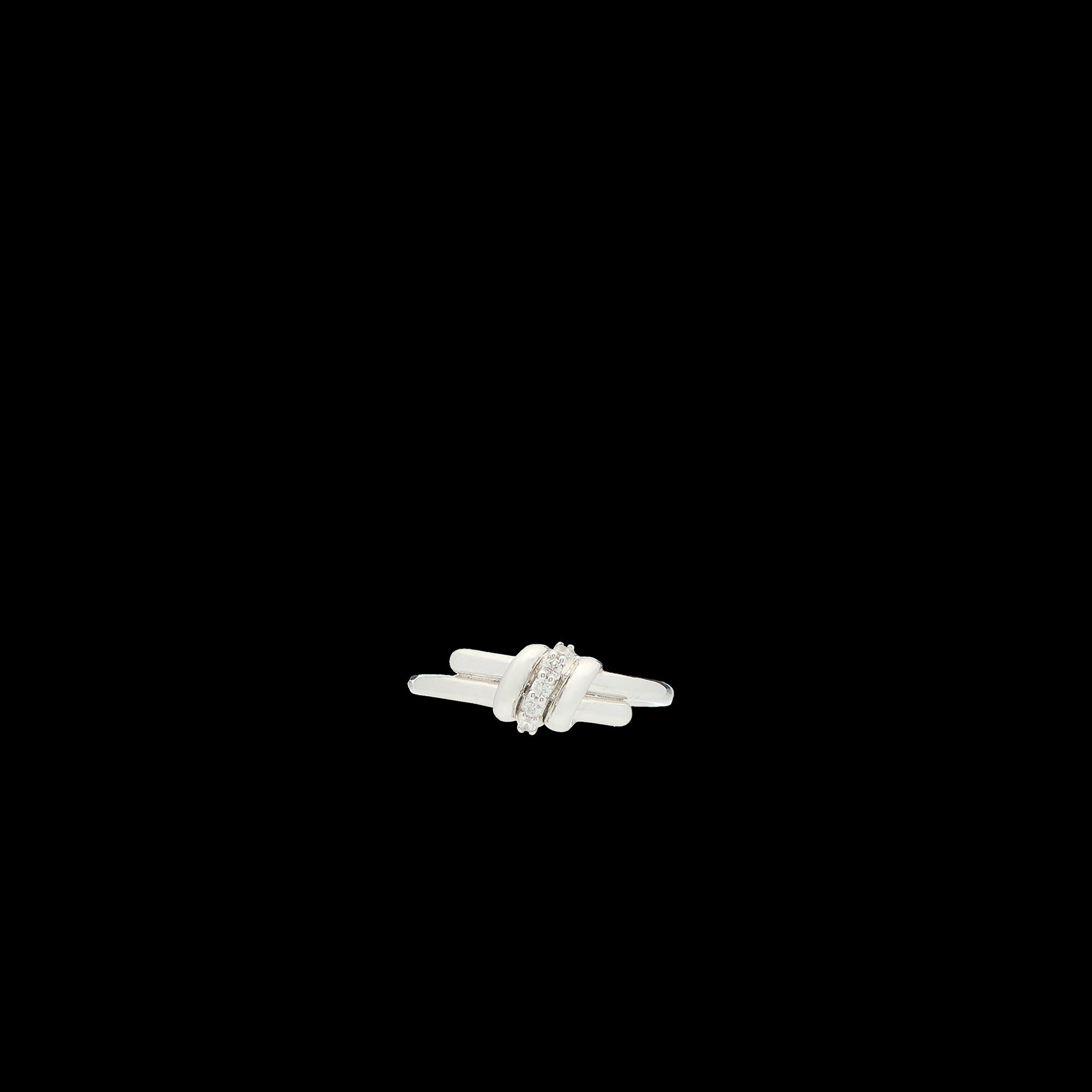 Eclipse Mini Ring - White Gold 1 row pave