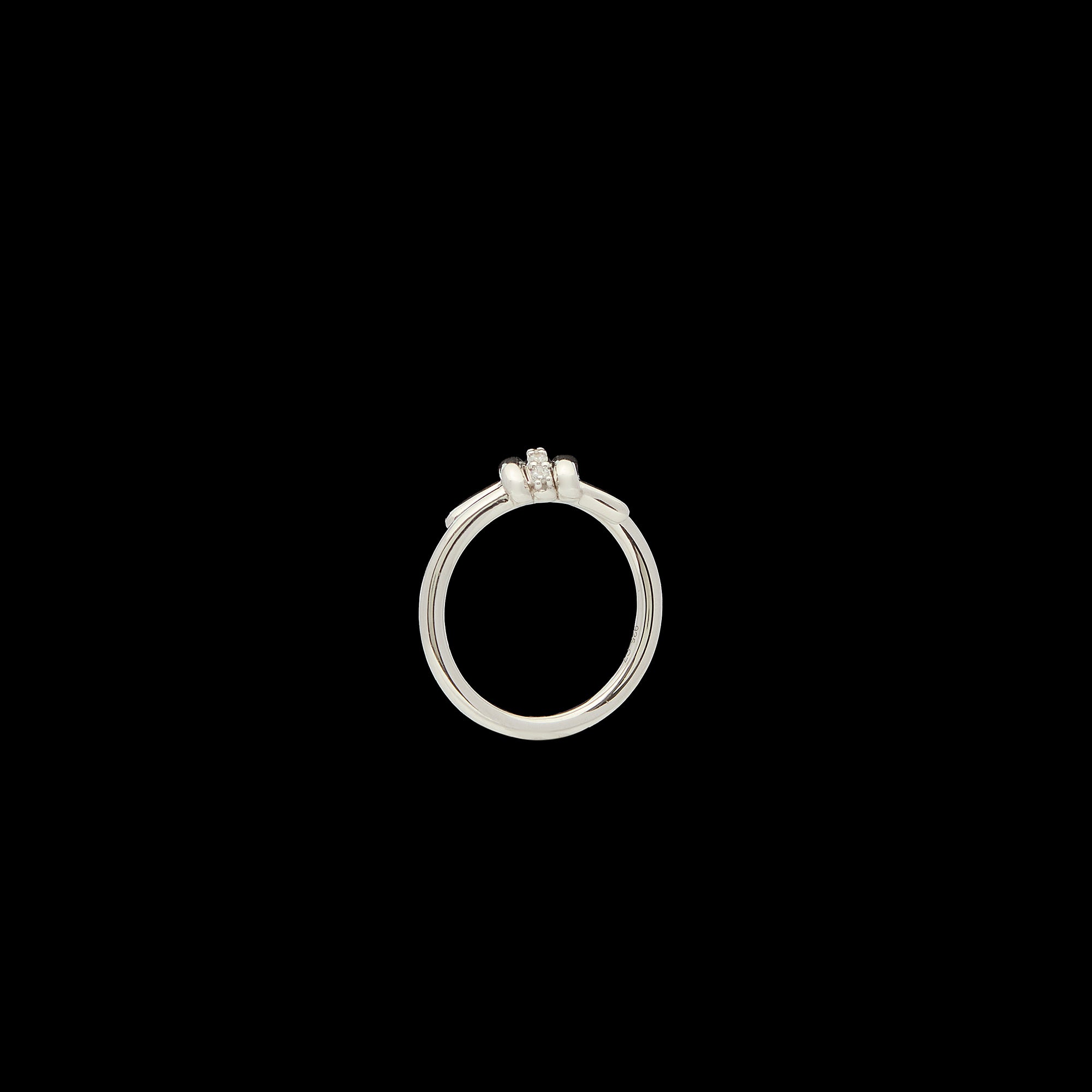 Eclipse Mini Ring - White Gold 1 row pave