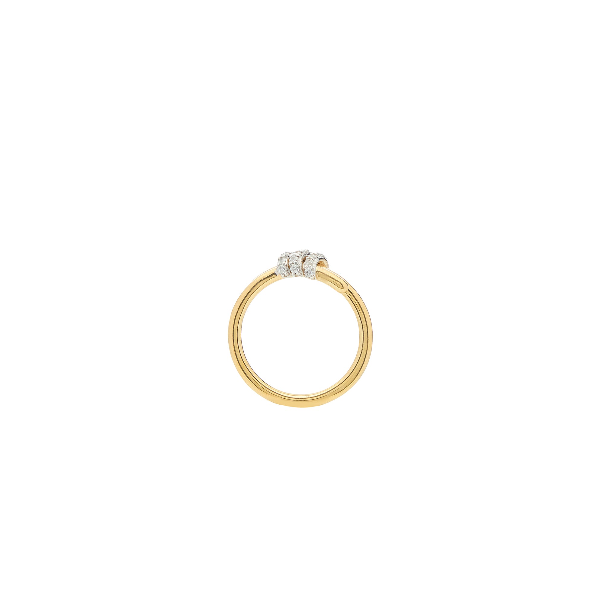 Eclipse Mini Ring - Gold with 3 -White Diamond  Pave