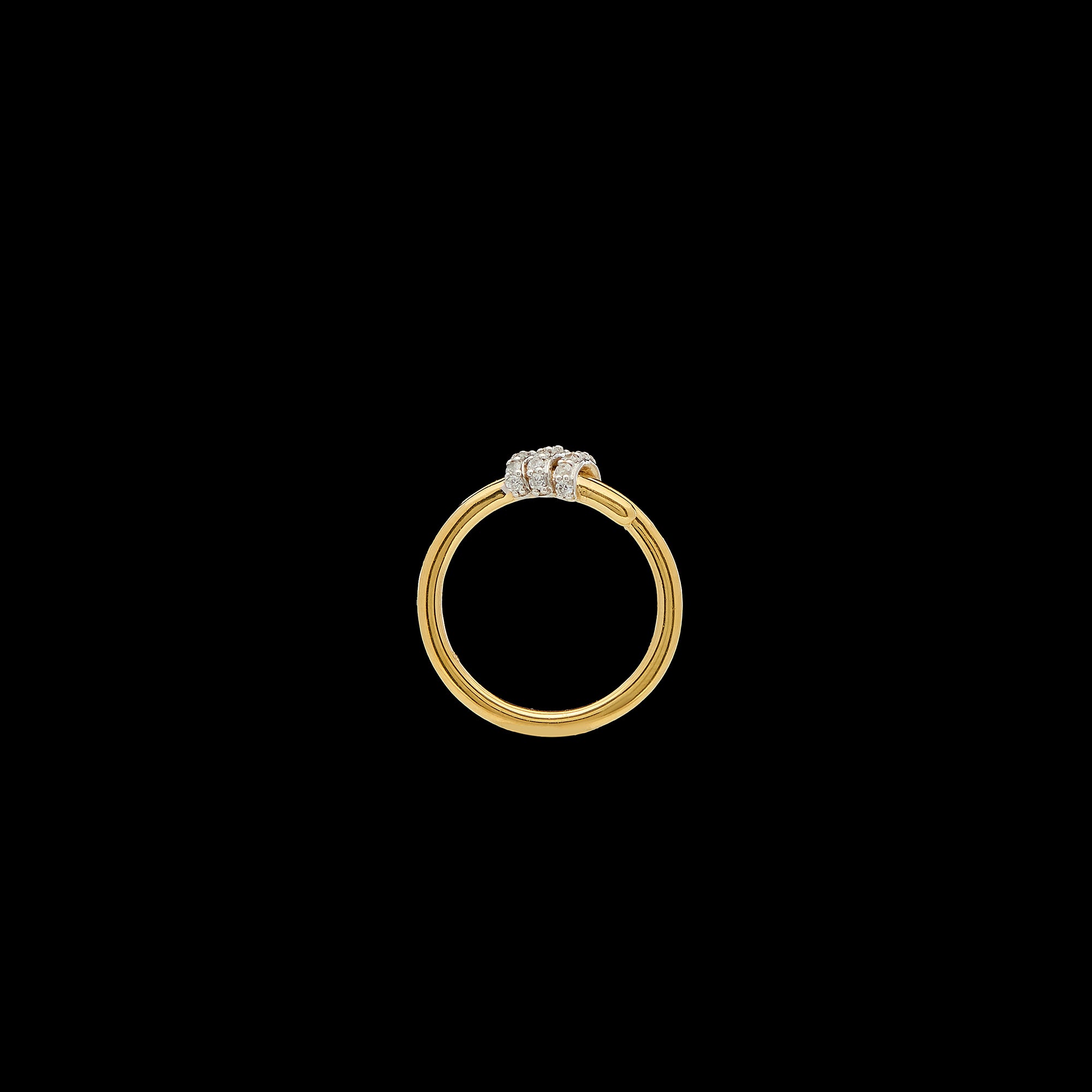 Eclipse Mini Ring - Gold with 3 -White Diamond  Pave