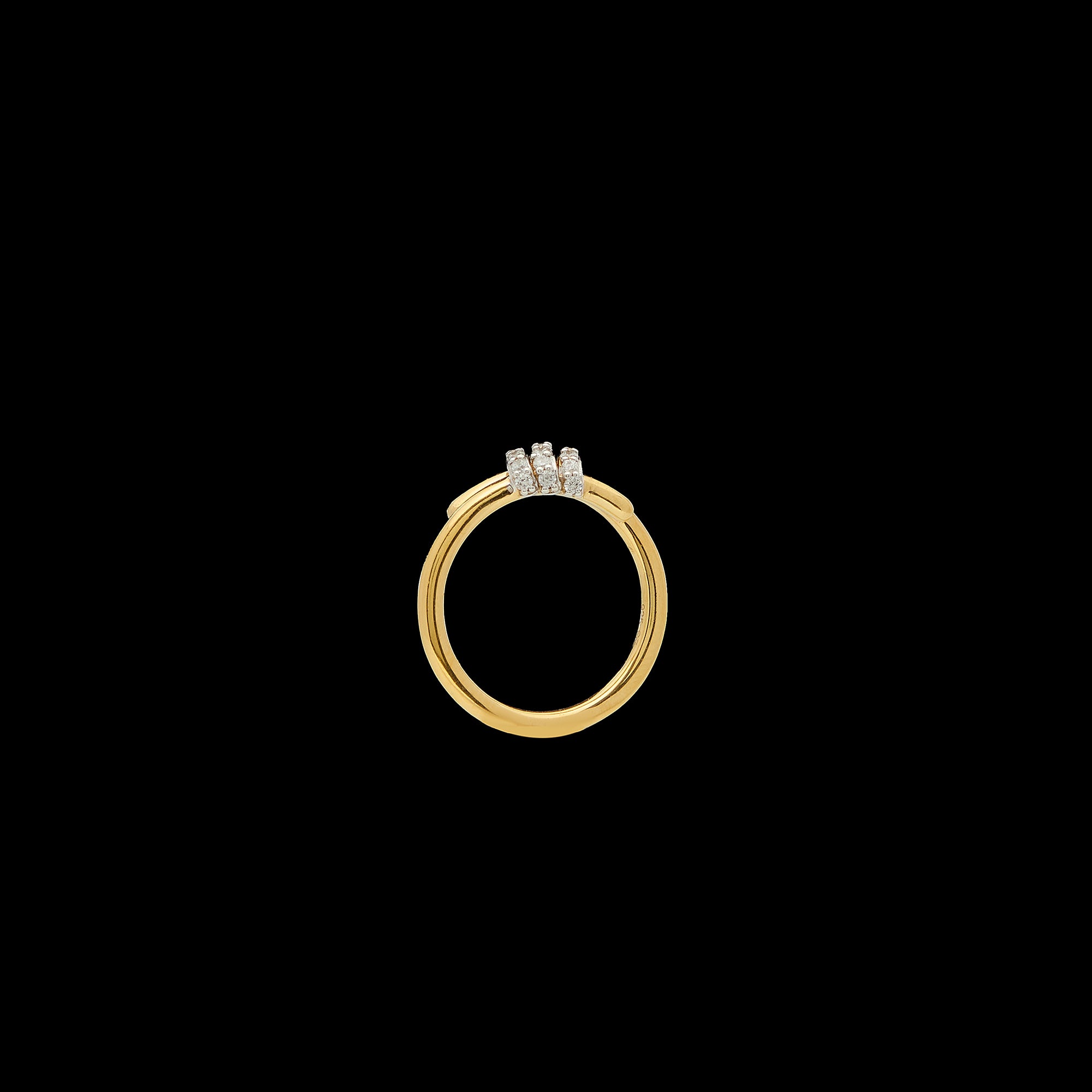 Eclipse Mini Ring - Gold with 3 -White Diamond  Pave