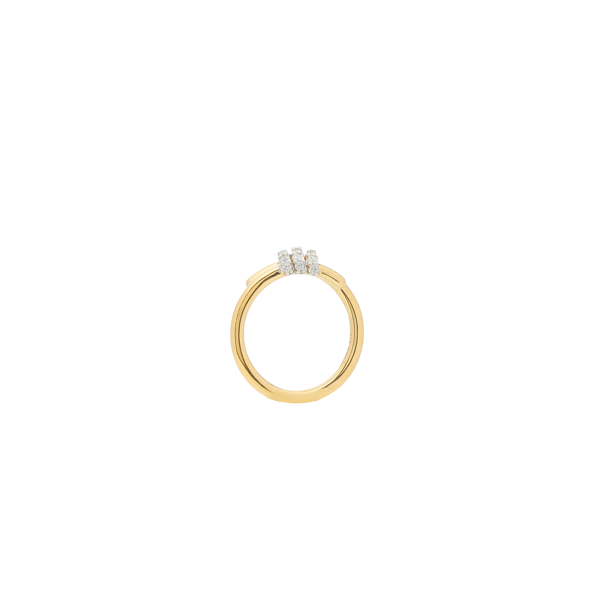 Eclipse Mini Ring - Gold with 3 -White Diamond  Pave