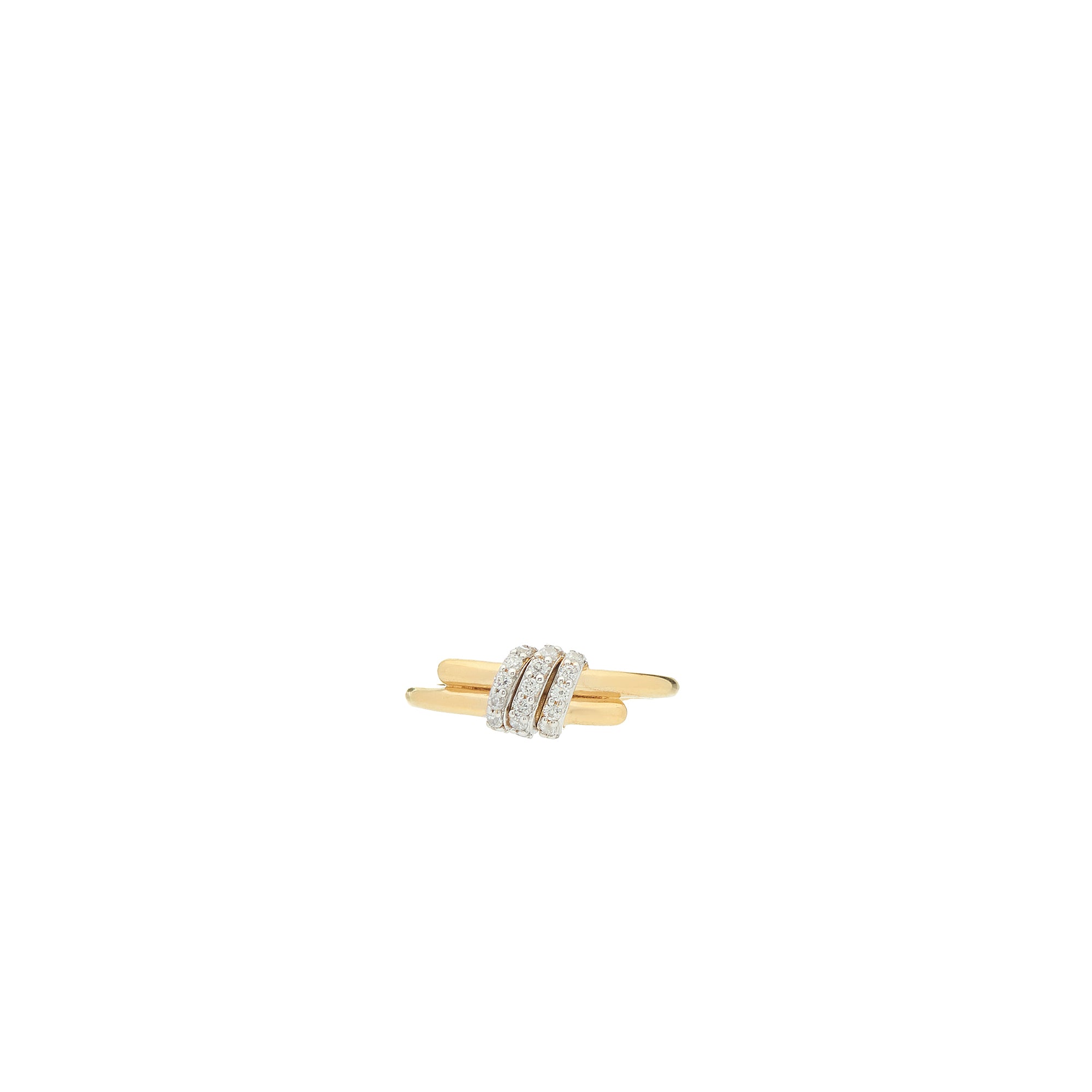 Eclipse Mini Ring - Gold with 3 -White Diamond  Pave