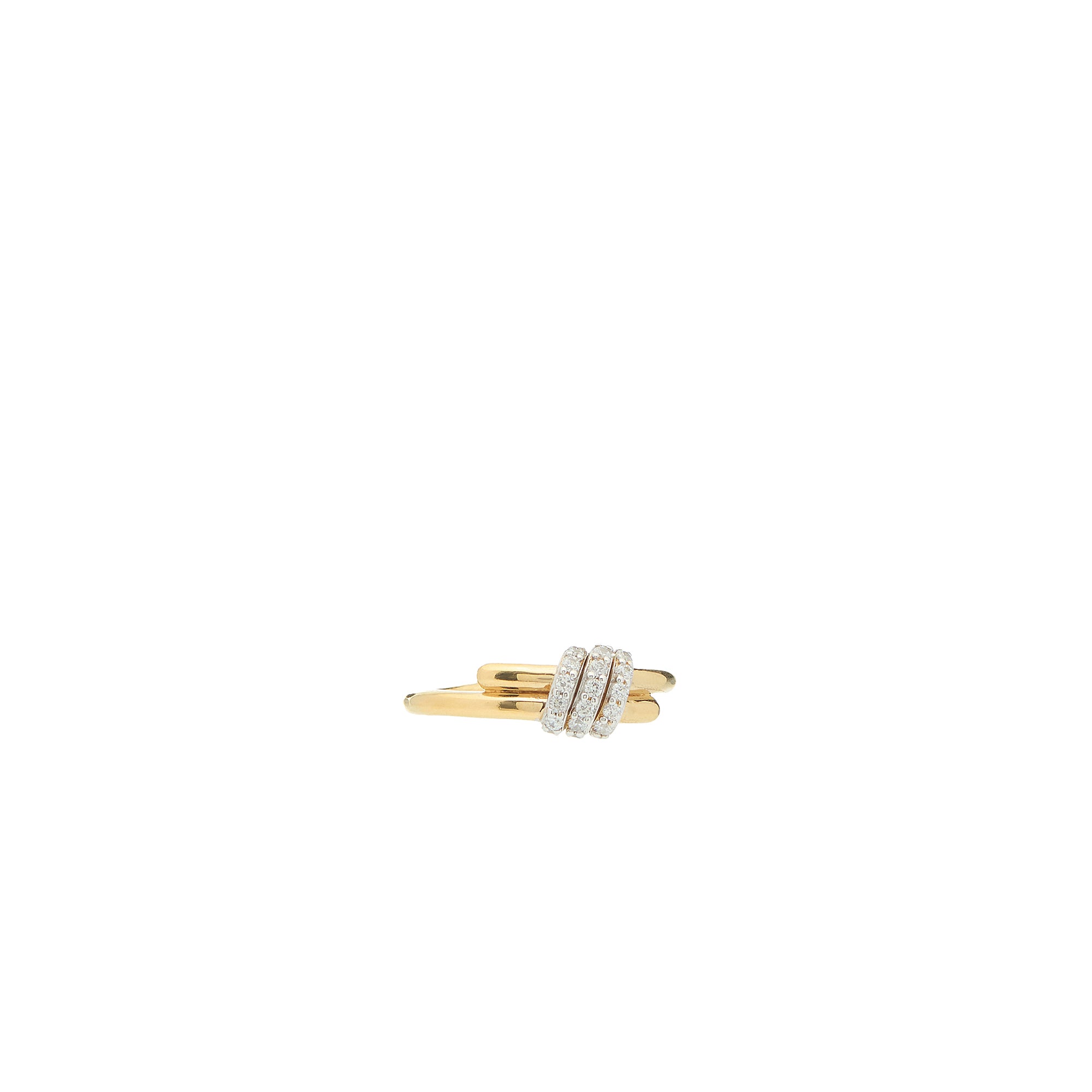 Eclipse Mini Ring - Gold with 3 -White Diamond  Pave