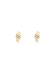 Eclipse Mini Hoops - Gold  3 Row White Diamond Pave