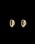 Eclipse Mini Hoops - Gold  3 Row White Diamond Pave
