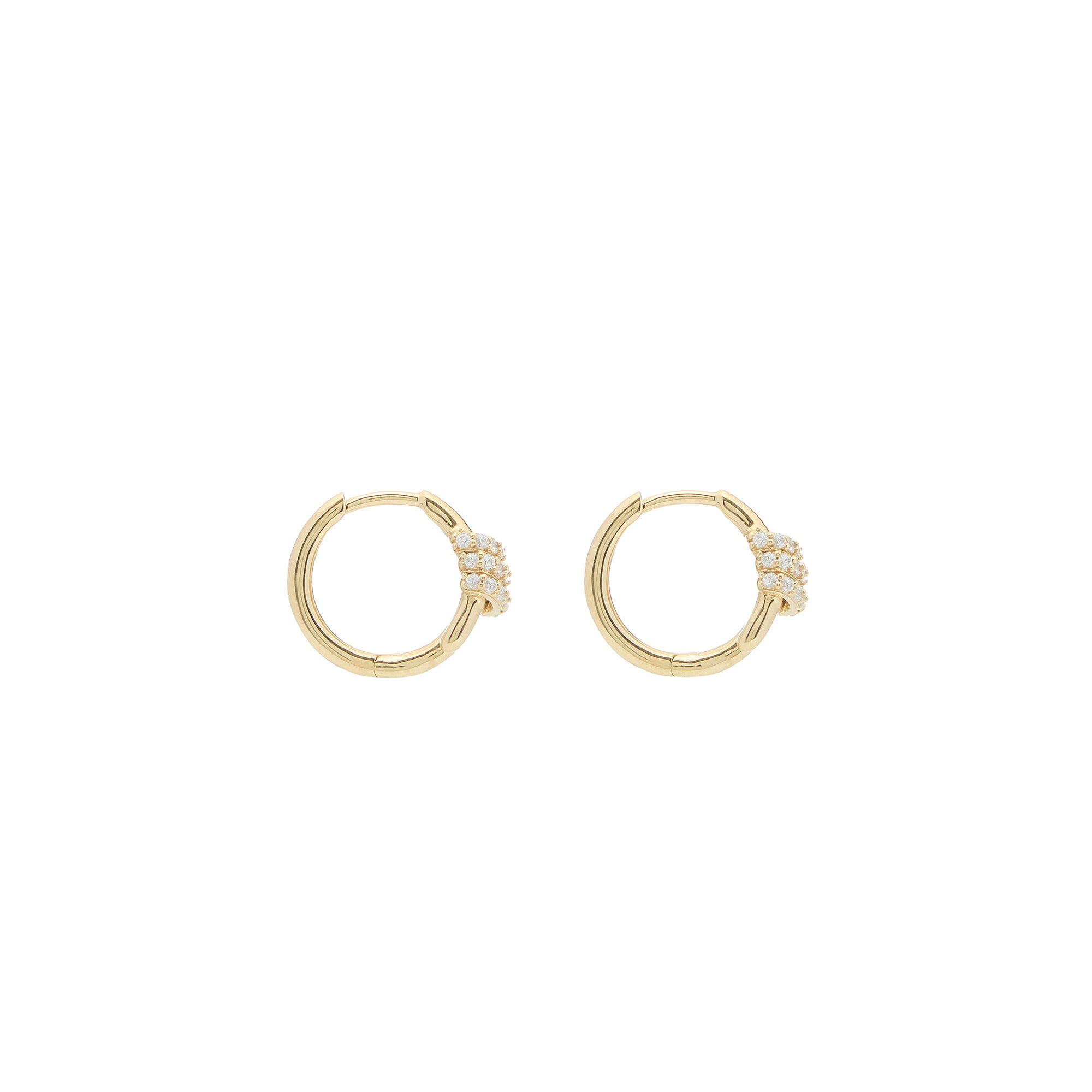 Eclipse Mini Hoops - Gold  3 Row White Diamond Pave