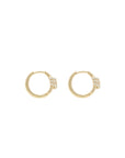Eclipse Mini Hoops - Gold  3 Row White Diamond Pave