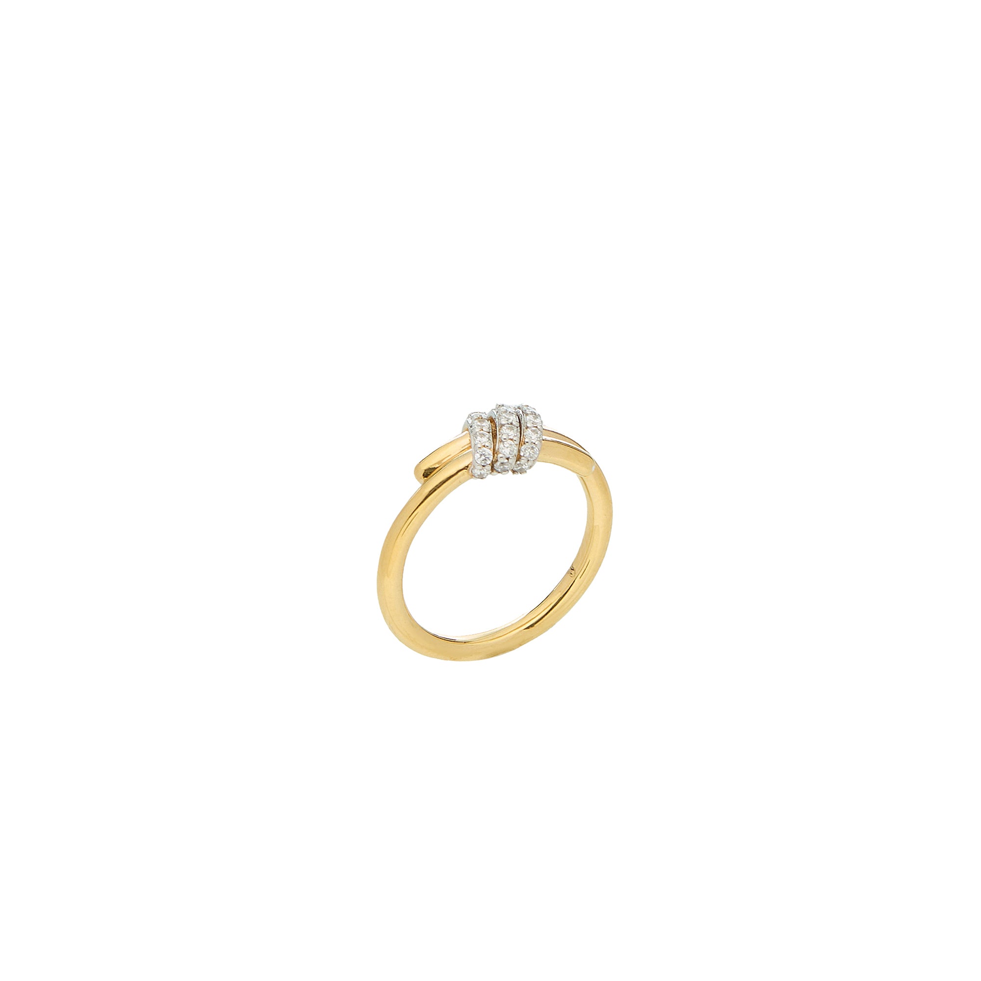 Eclipse Mini Ring - Gold with 3 -White Diamond  Pave
