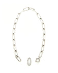Luna Link Necklace  - Silver with Diamond Pave Link