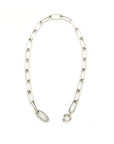 Luna Link Necklace  - Silver with Diamond Pave Link