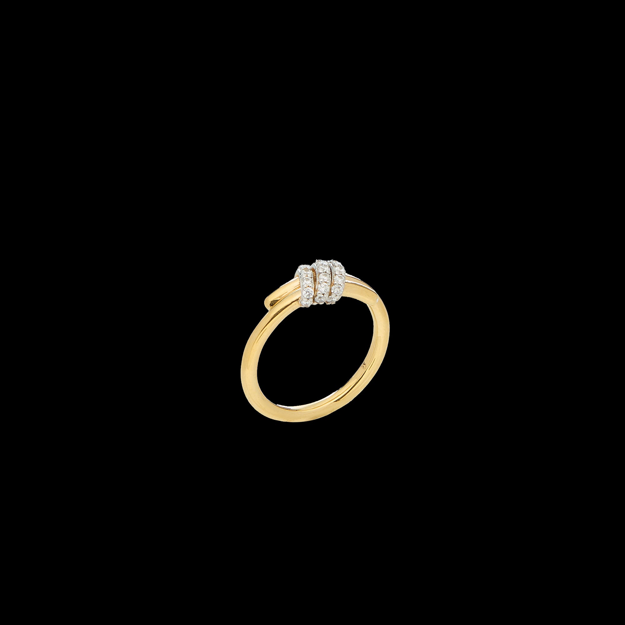 Eclipse Mini Ring - Gold with 3 -White Diamond  Pave