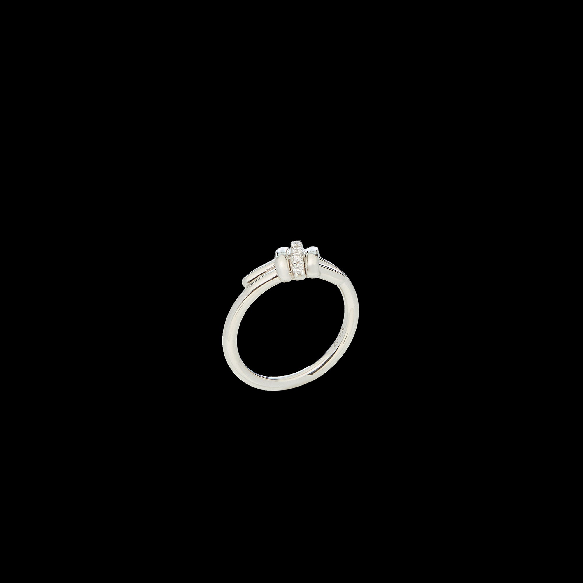 Eclipse Mini Ring - White Gold 1 row pave