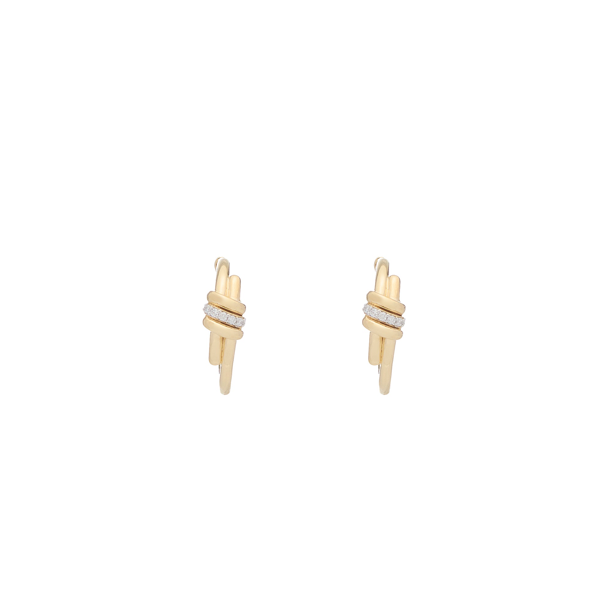 Eclipse Small Hoops - Gold - 1 row of White Diamond Pave
