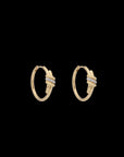 Eclipse Small Hoops - Gold - 1 row of White Diamond Pave