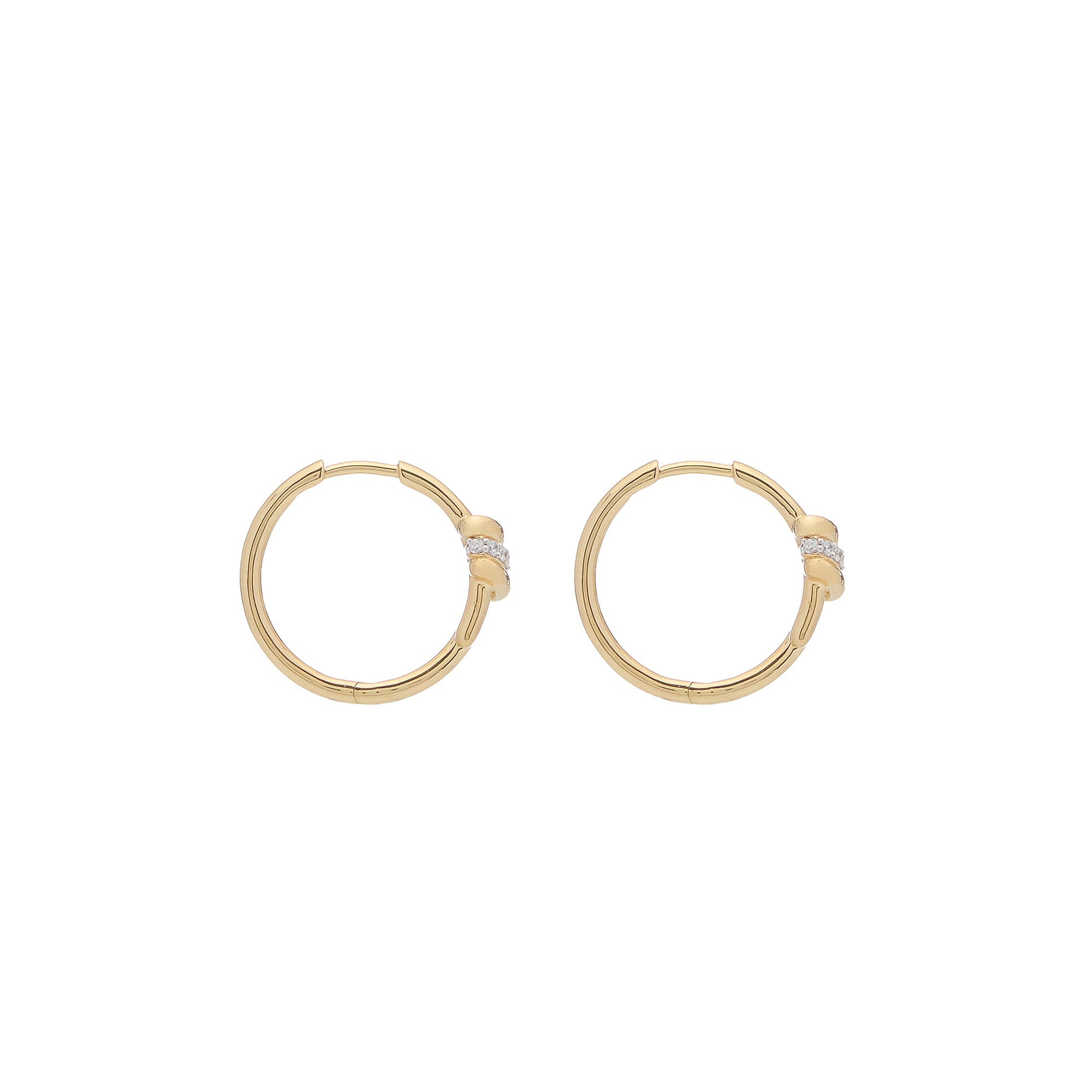 Eclipse Small Hoops - Gold - 1 row of White Diamond Pave