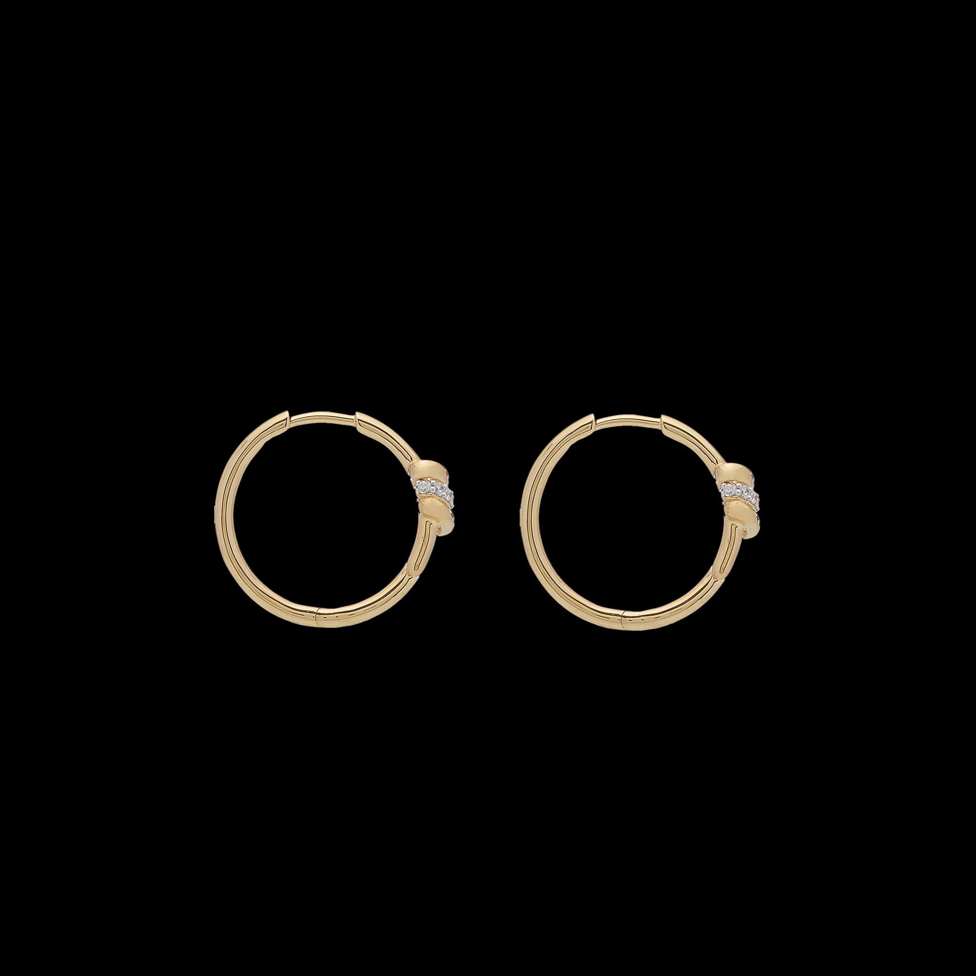 Eclipse Small Hoops - Gold - 1 row of White Diamond Pave